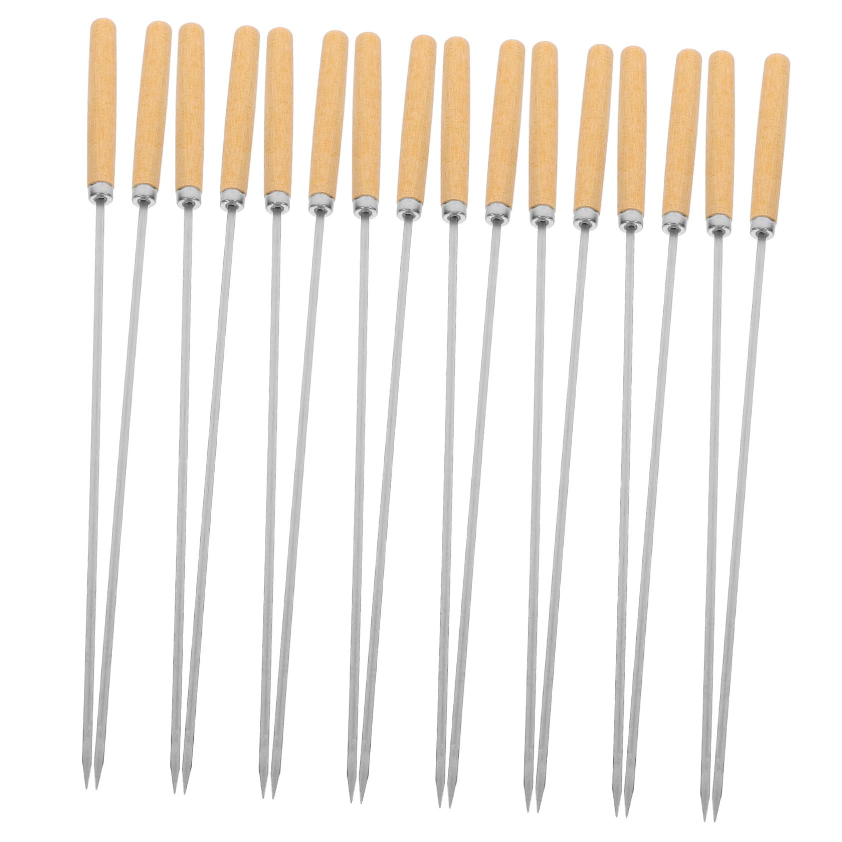 Gatuida 50pezzi Spiedini per Barbecue in Acciaio Inox per Grigliate Manici in Legno Antiscivolo Include Spiedini Rotondi e Piatti Quantità Generosa per Carne Pollo Gamberetti e Verdure