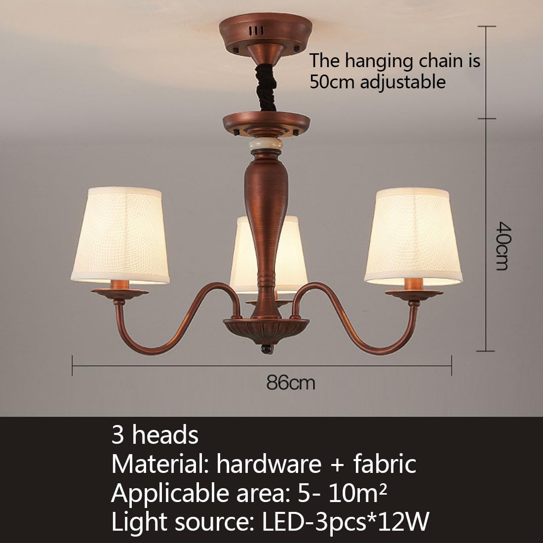 E27 American Retro SXSHEYS, 3 głowice proste wiejskie światło, salon jadalnia wisząca lampa sufitowa do pokoju, sypialni, głównego gabinetu oświetlenie oprawy / 3