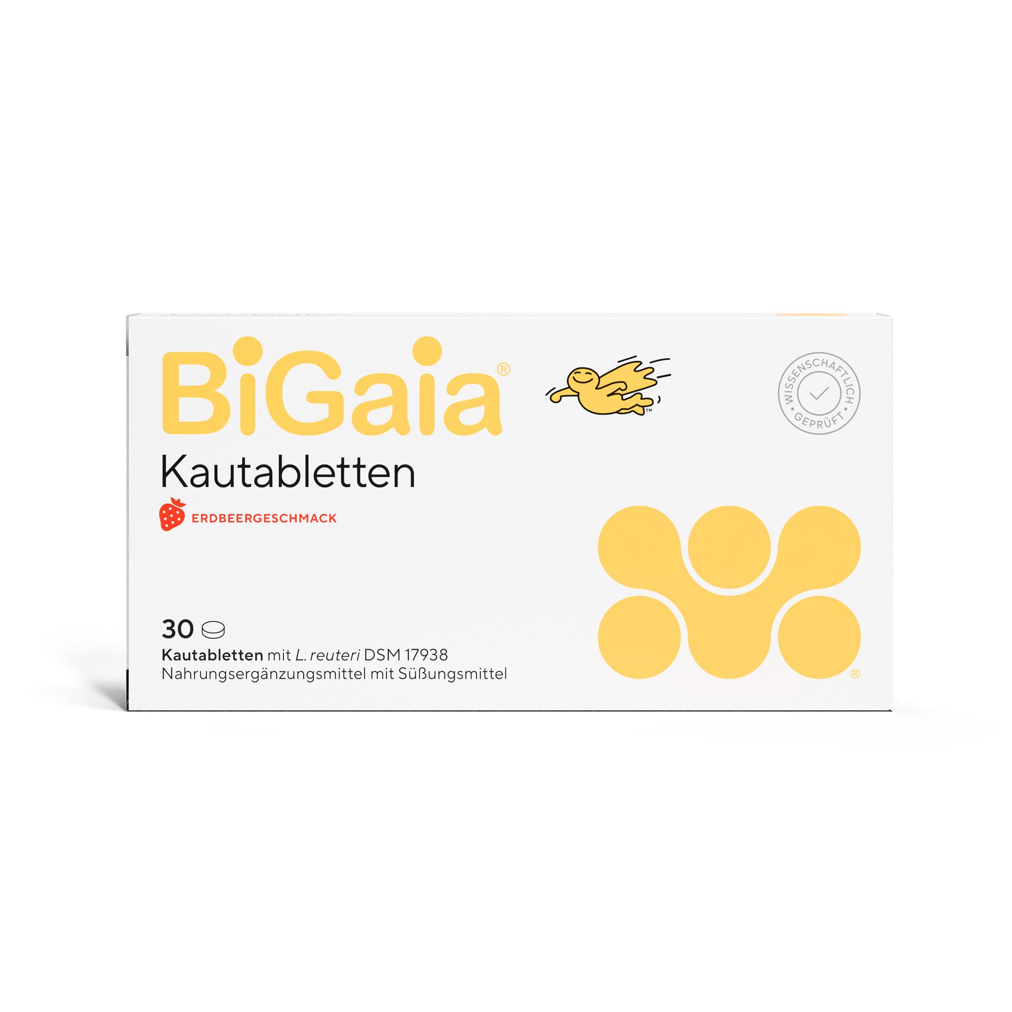 BioGaia BiGaia Kautabletten Nahrungsergänzung | Nahrungsergänzungsmittel für Kinder und Jugendliche mit Erdbeergeschmack