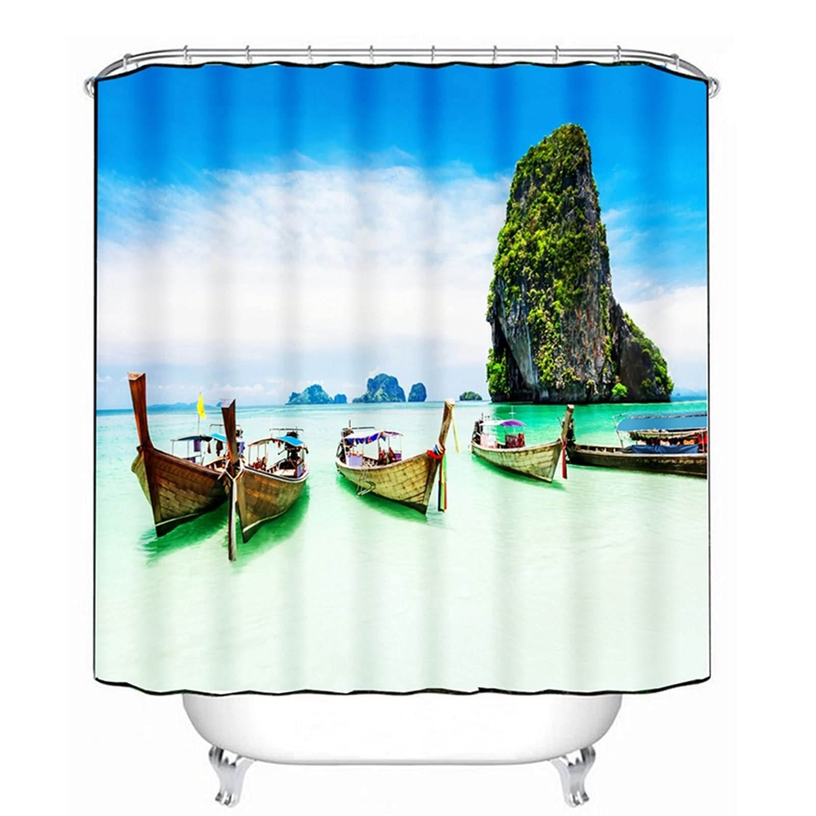 Rideau de douche imperméable KnSam 120x180cm séchage rapide effet 3D bleu vert