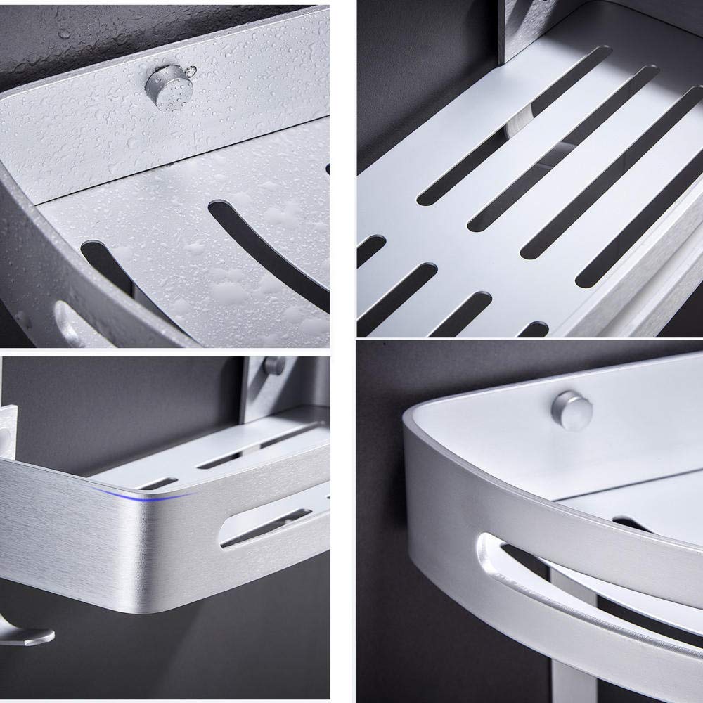 Mensola Doccia Angolare Adesiva - Acciaio Inox Con Ganci, Senza Foratura - Foto 12