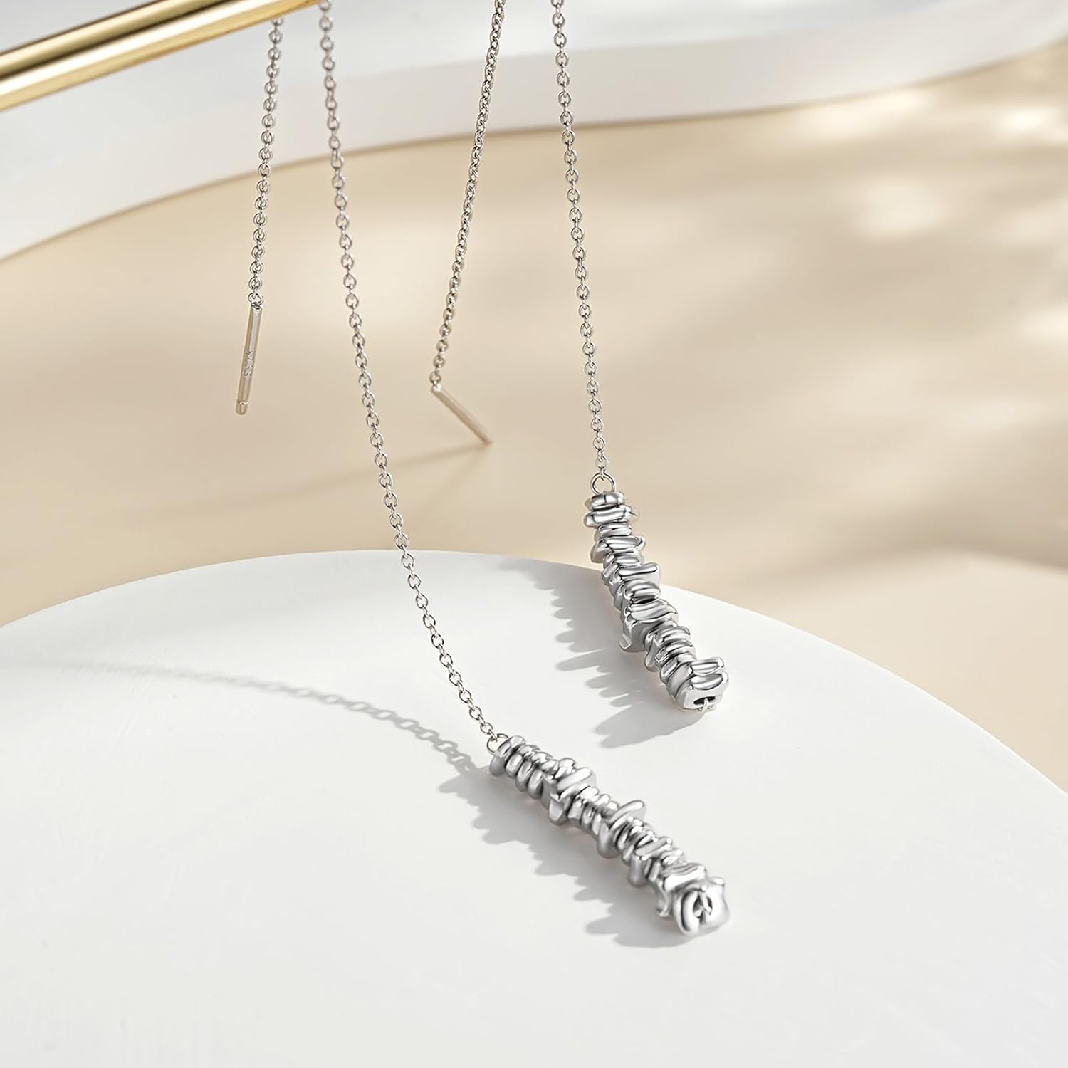 Threader Earrings 925 Sterling Silver Dangle Earrings for Women Funky Chain earrings - Image 4