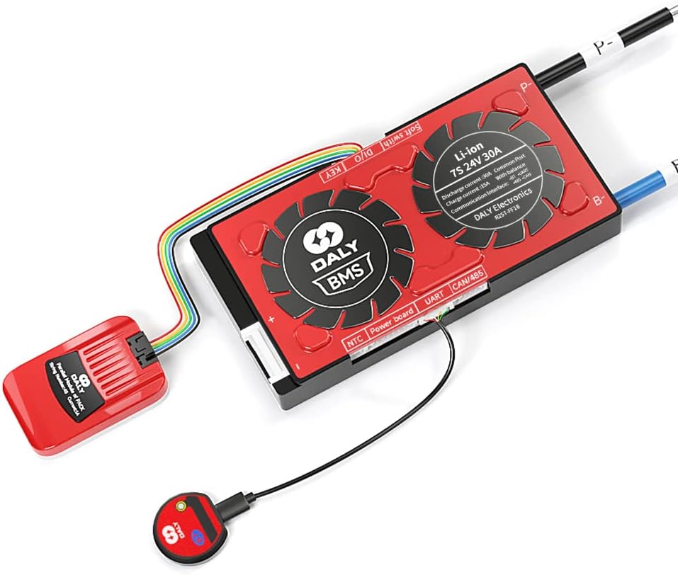 DALY Smart BMS 7S 24V 30A con módulo paralelo 1A y Smart CAN función de comunicación Bluetooth BMS para 3.7V litio 18650 baterías almacenamiento de energía para el hogar