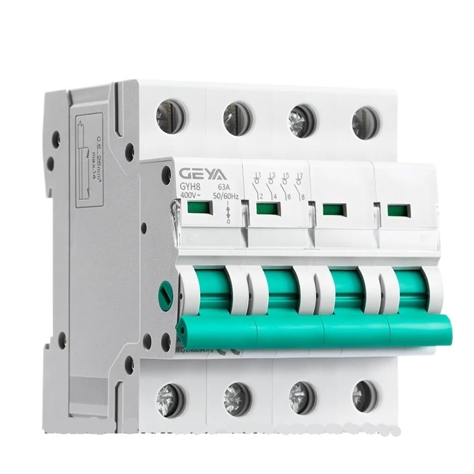 ZWAPHOBPA GYH8 Din Rail 4 Pole Isolating Switch 400V Main 63A 100A 125A Isolator Breaker(100a)