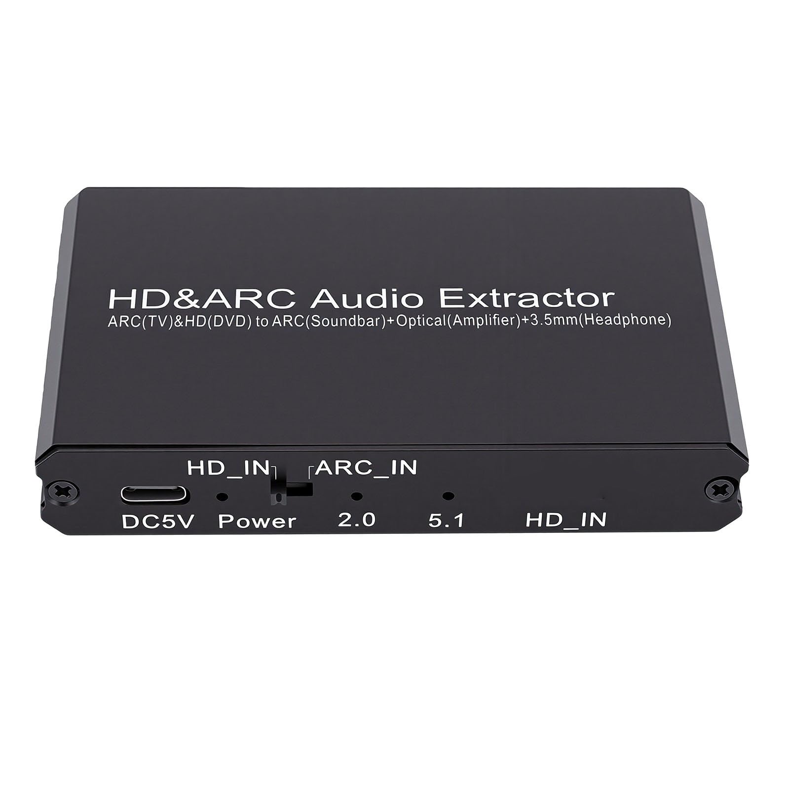 Annadue Extractor de ARC 4K 60 Hz, Adaptador Multimedia HD a óptico de 3,5 Mm para TV, DVD, Consola de Juegos, Compatible con Dolby DTS 5.1 PCM 2.0, Alta Frecuencia de Muestreo de 192 KHz, con Control