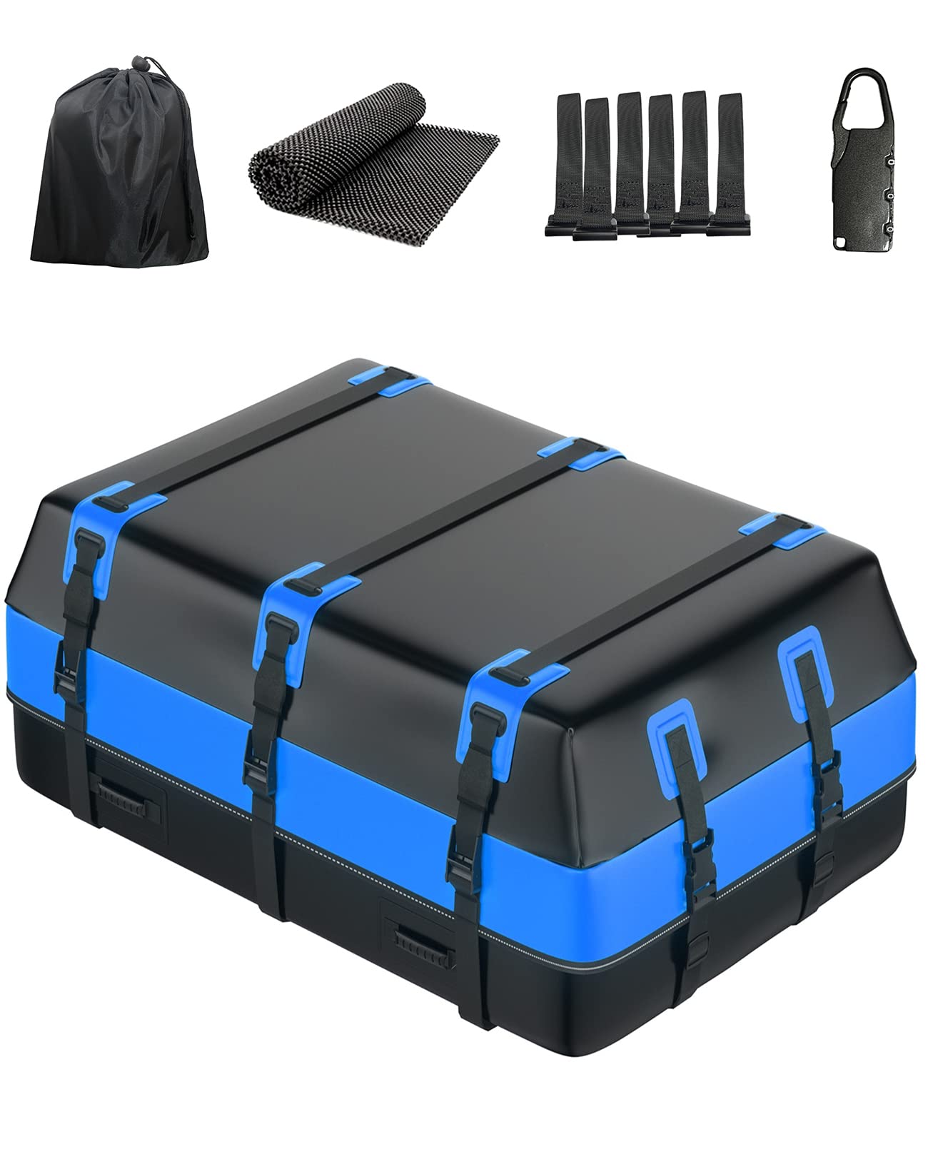 Photo 1 of KATUCOO Rooftop Cargo Carrier Bag, 15 Cubic Feet 100% Waterproof Roof Bag, Blue