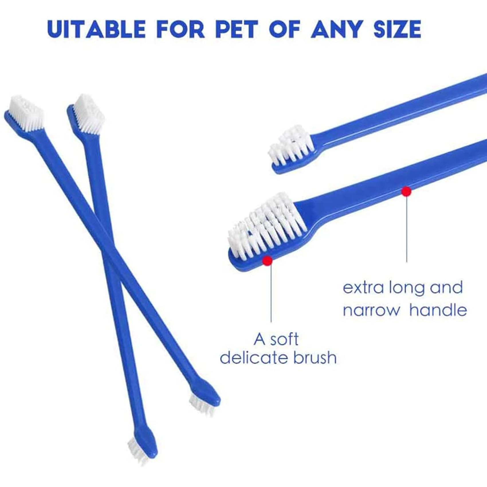 Ensemble de Brosse à Dents pour Animaux Compagnie, 200 Pièces, Ensemble de Brosses à Dents Dentaires Pratiques à Double TêTe pour Chien en Toute SéCurité, Soins Dentaires pour Chat
