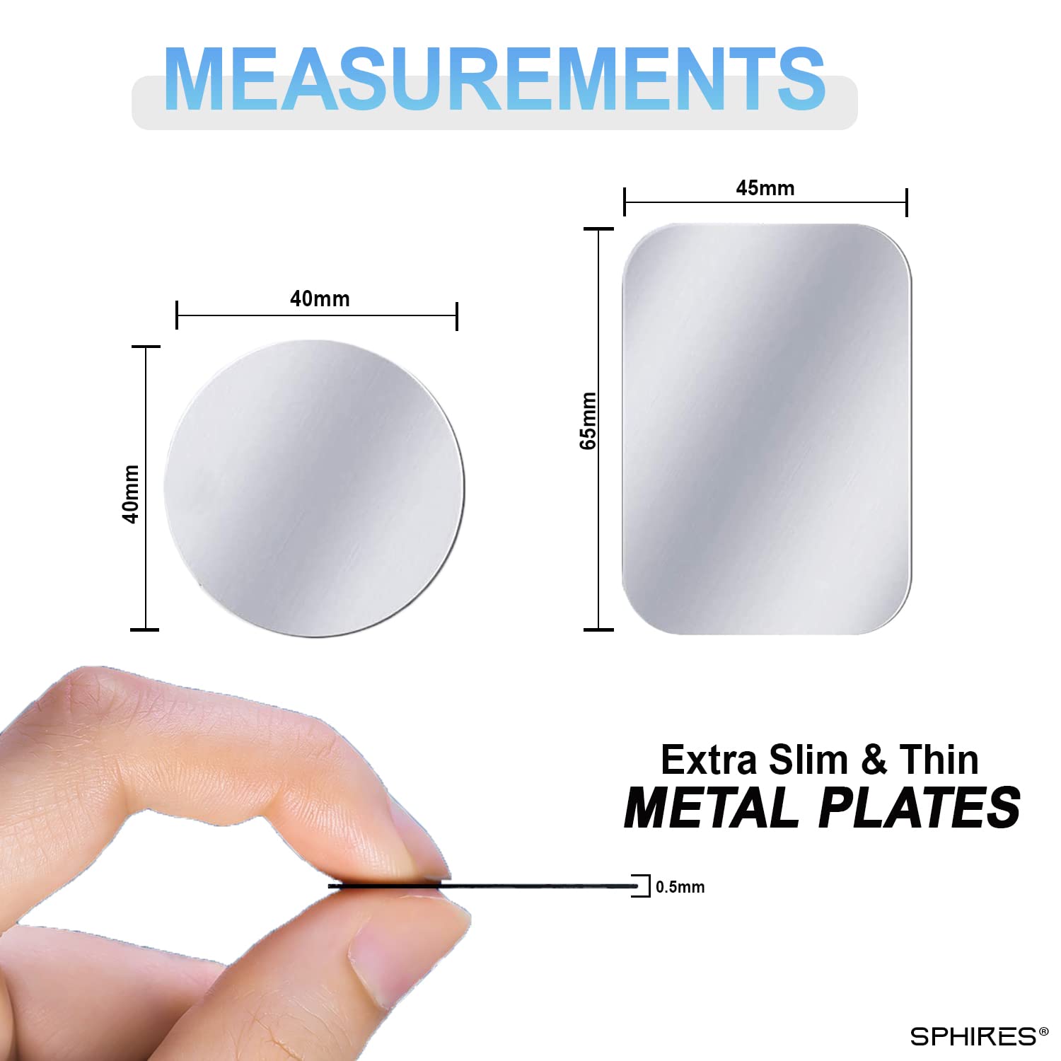 Confezione da 4 piastre in metallo per supporto magnetico per auto, 4 piastre rettangolari in metallo per supporto magnetico per auto