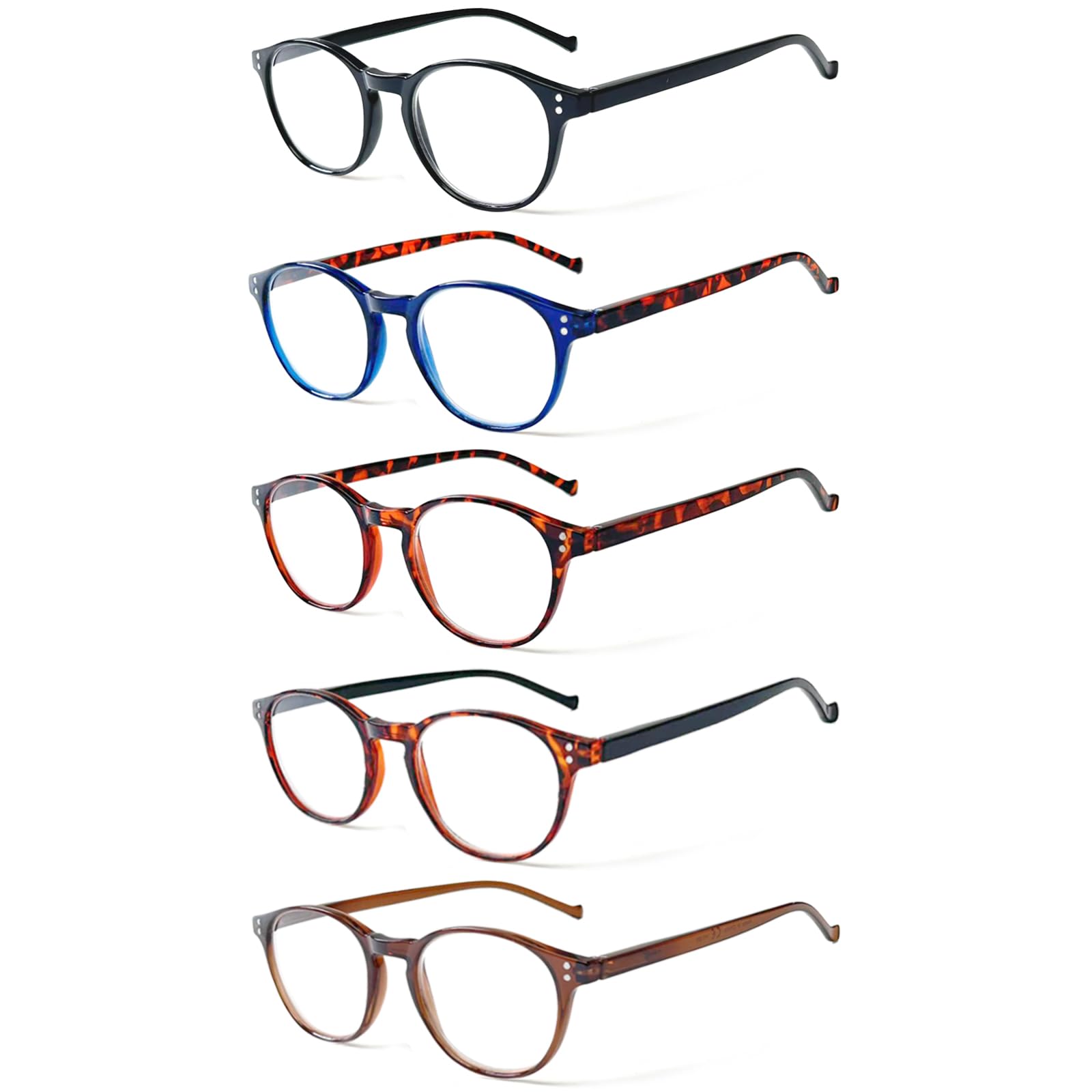 Photo 1 of NORPERWIS 5 Pairs Reading Glasses - Standard Fit Spring Hinge Readers Glasses for Men and Women (5Color, 3.0, x)
