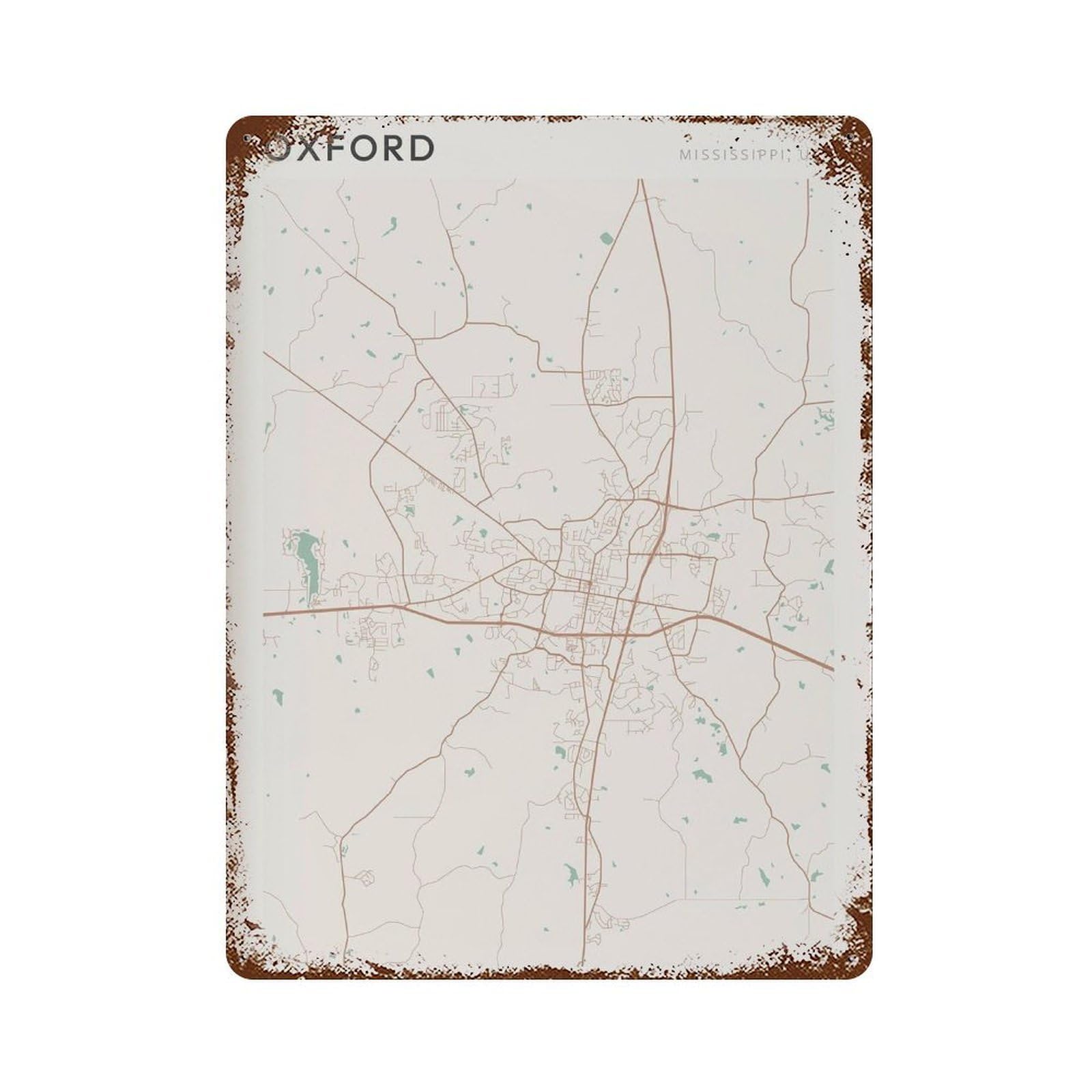 xiaoxiaoshen Oxford Map Mississippi Travel Gift Minimalist Wall Decor Art Metal Tin Poster Modern Home Decor Art Home Bar Shop Decorations Vintage Sign 40x30cm