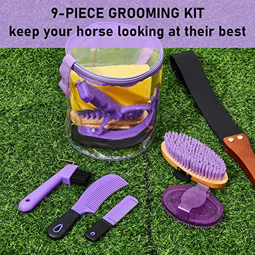 Cunhill 9 Pieces Horse Grooming Kit Tack Room Supplies Set With Organizer Tote Bag thumb #4