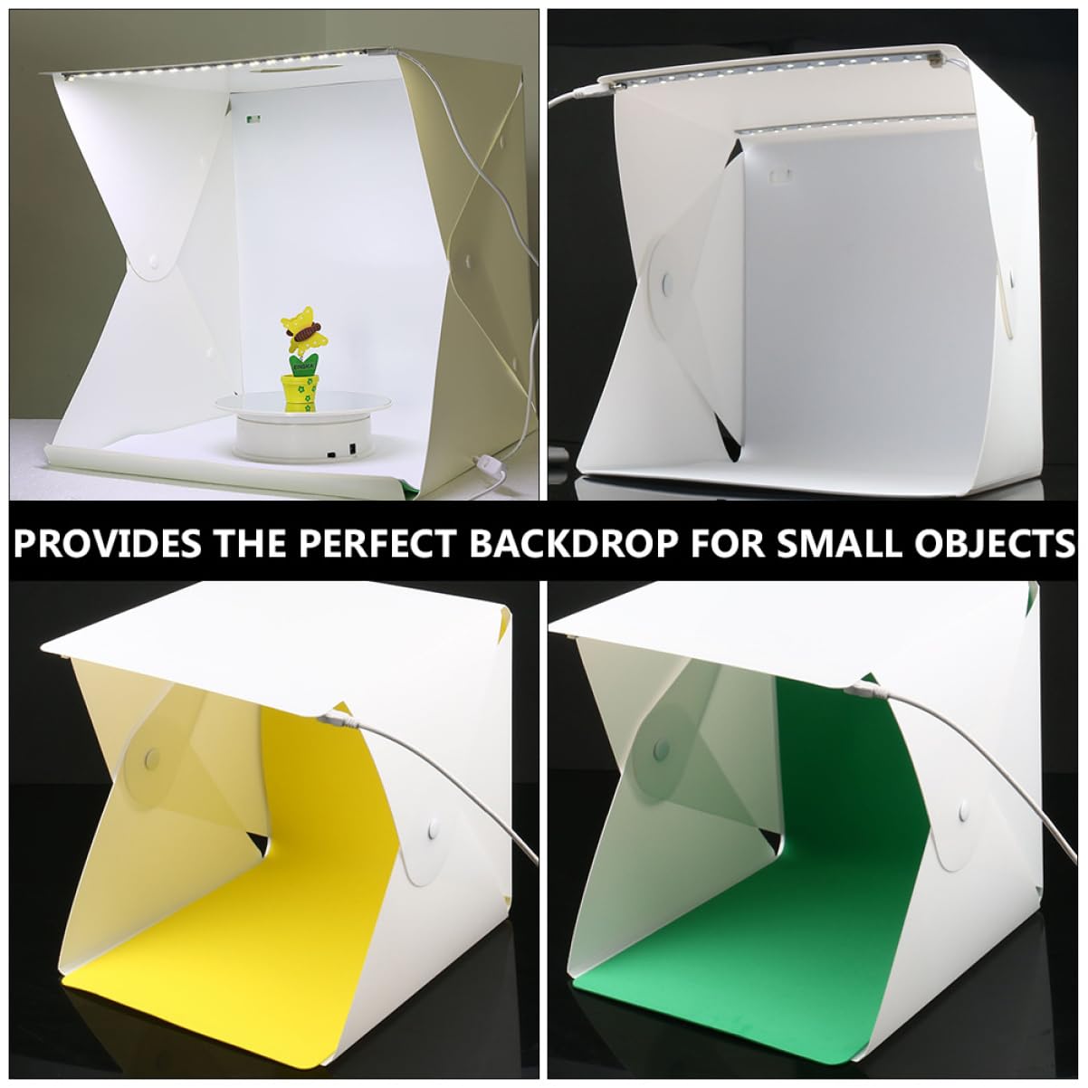 Mini Boîte Photo Pliable 1 Set Abs, Double Bande LED, Éclairage Uniforme