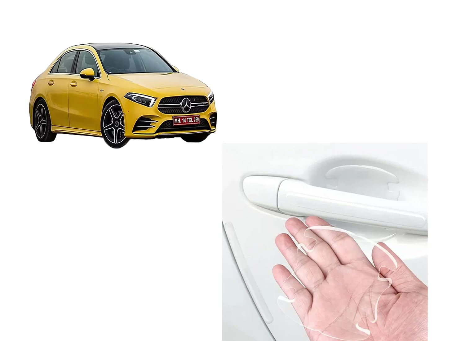 Car Accessories - Car Door Finger Scratch Guard Compatible with Mercedes-Benz AMG A35 Accessories All - Durable & Flexible Design (Set of 4 Pieces) (Black)