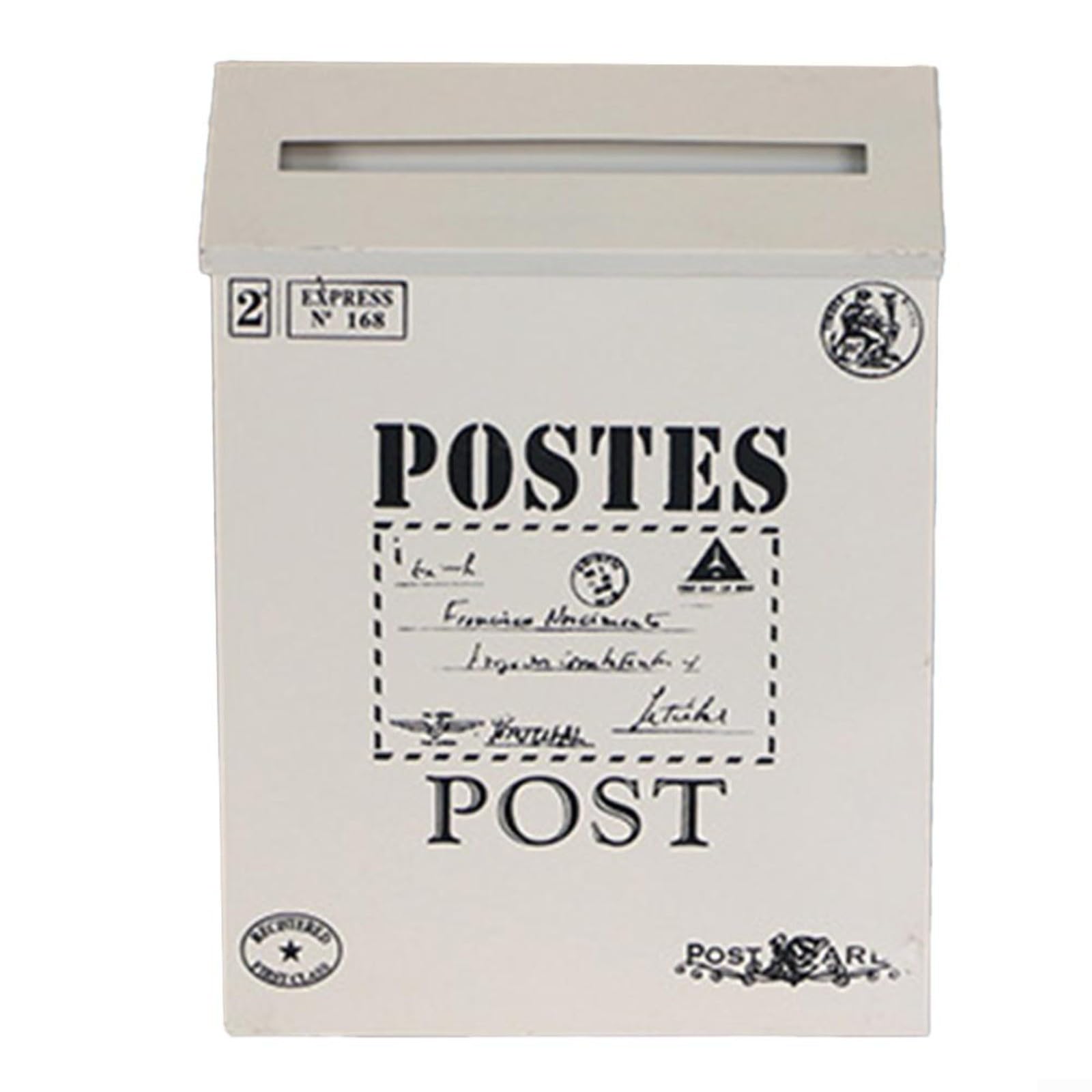 Puupaa Buzón de metal vintage para montaje en pared, estilo rústico europeo, buzón decorativo para el hogar, jardín, exterior, interior, 29 x 22 x 6 cm ()