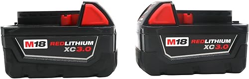 Milwaukee 48-11-1828 Baterías 3.0 AH M18 XC Litio Rojo 18 Voltios (Paquete de 2)