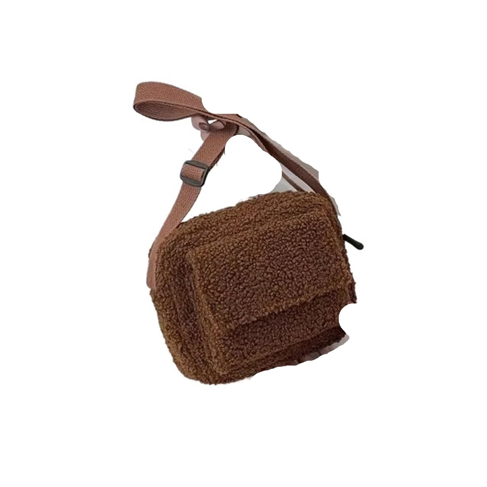 HONGYEMY Plush Bag Plush Fabric Women's Shoulder Crossbody Bag Small Fluffy Fur Winter Female Bag Handbags Furry Tote Bag Fluffy Bag(Brown)