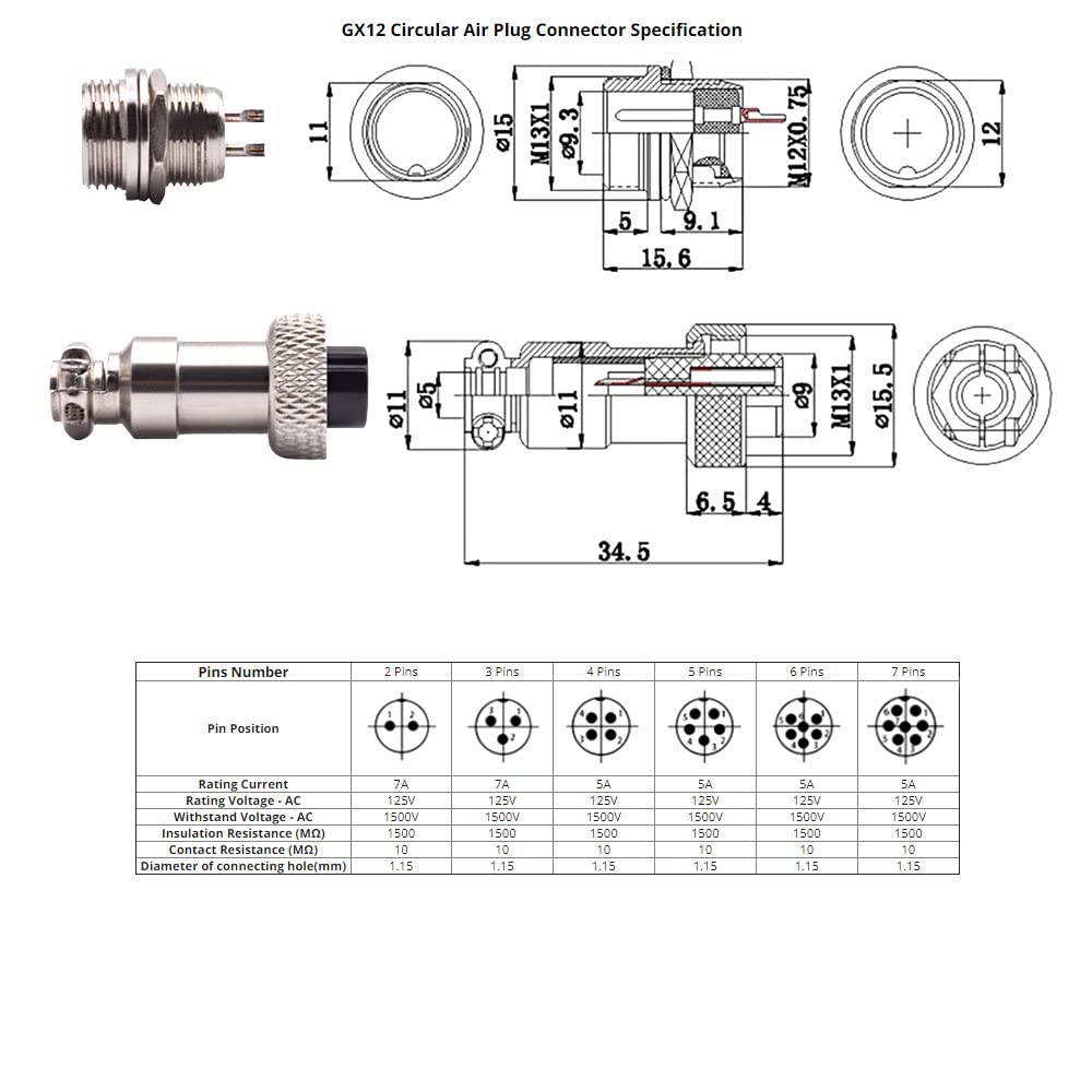 5set Male Female LC Cable Aviator Aviation Circular Connector Plug