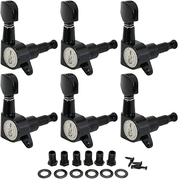 FXJXB 181 Guitar Tuning Pegs 6 in Line6 Right Standard Guitar Tuners Acoustic or Electric Guitar Tunineg keys Machine Heads Replacement-Black6R