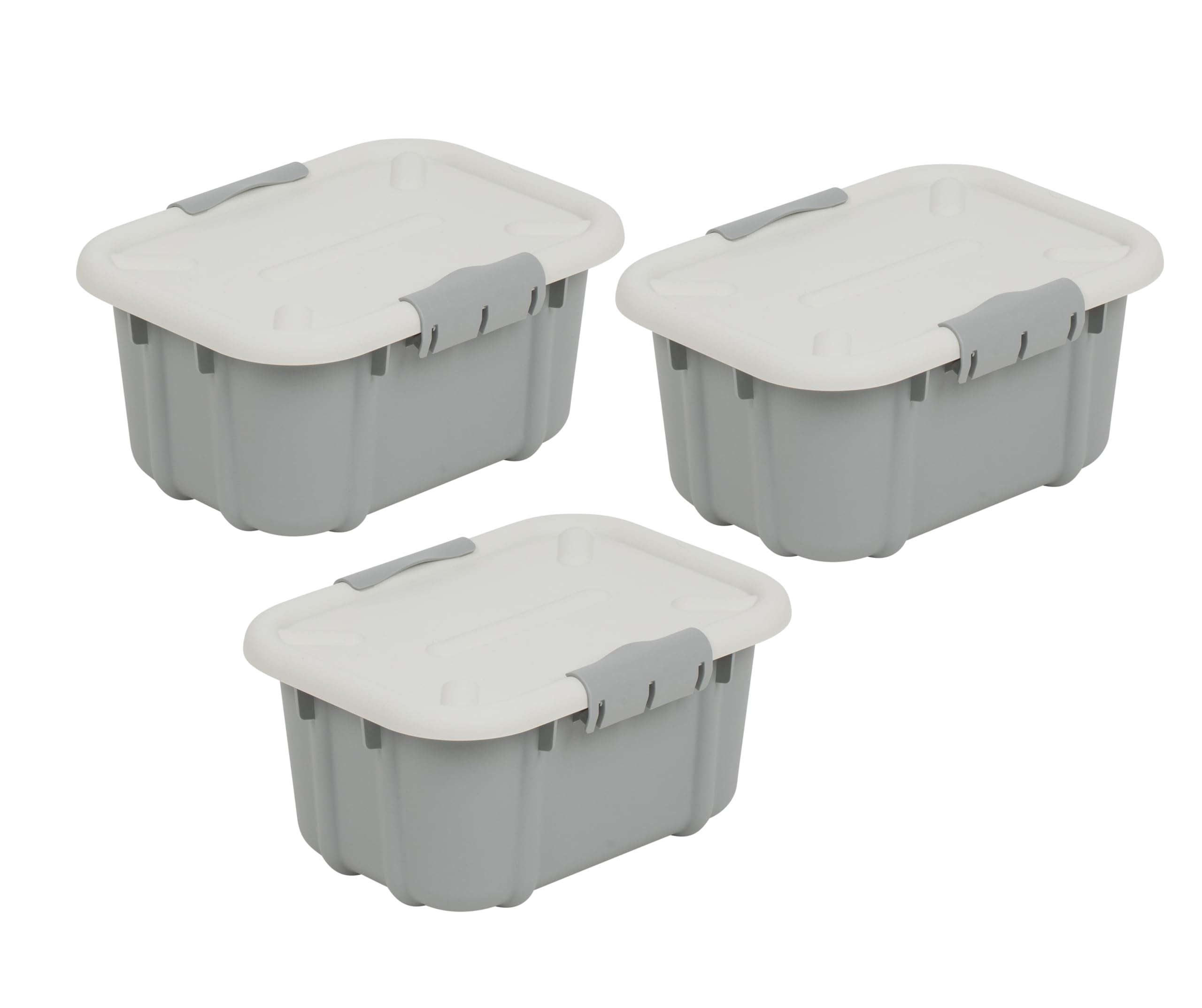 BranQ - Home essential Universeller Aufbewahrungsbehälter mit Deckel VELUR, 3er-Set, Grösse 8 l, BPA-frei Kunststoff PP, hellgrau