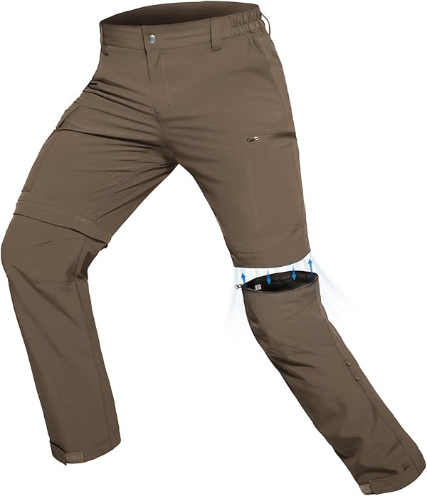 Hiauspor Wanderhose Herren Zip-Off Atmungsaktiv: Outdoor Softshellhose Nylon-Spandex Leicht Schnell Trocknend Sommer mit 5 Tiefen Taschen