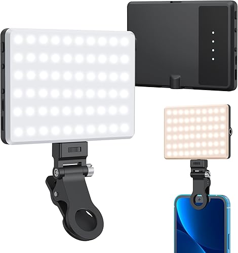 Luz de teléfono para selfie, clip de relleno LED portátil para teléfono, iPhone, iPad, laptop, Android, luz de teléfono para selfies, transmisión en