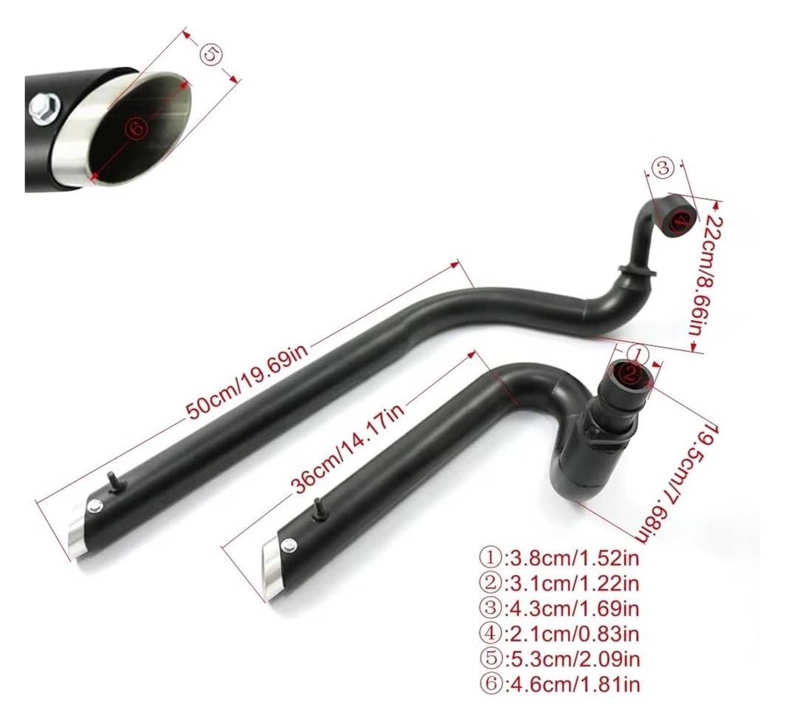 Silenziatore Di Scarico Per Yamaha Per V Star 650 Per XVS650 Per XVS400 Per DS650 400 Per Dragstar Silenziatore Tubo Di Scarico Per Moto(Cromo)