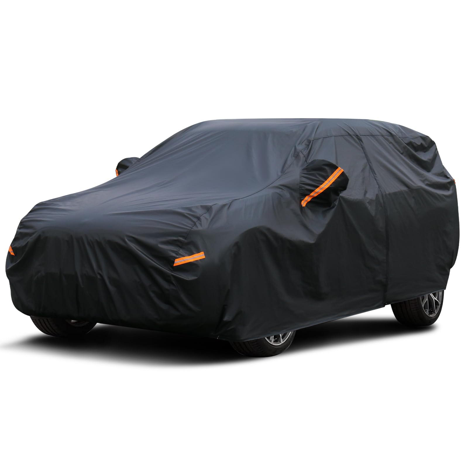 SEAZEN 6 Layers SUV Car Cover Waterproof All Weather, Heavy Duty Car Cover for Automobiles with Zipper Full Exterior Cover Outdoor UV Snow Wind Protection, Universal Full Car Cover 192" to 200"