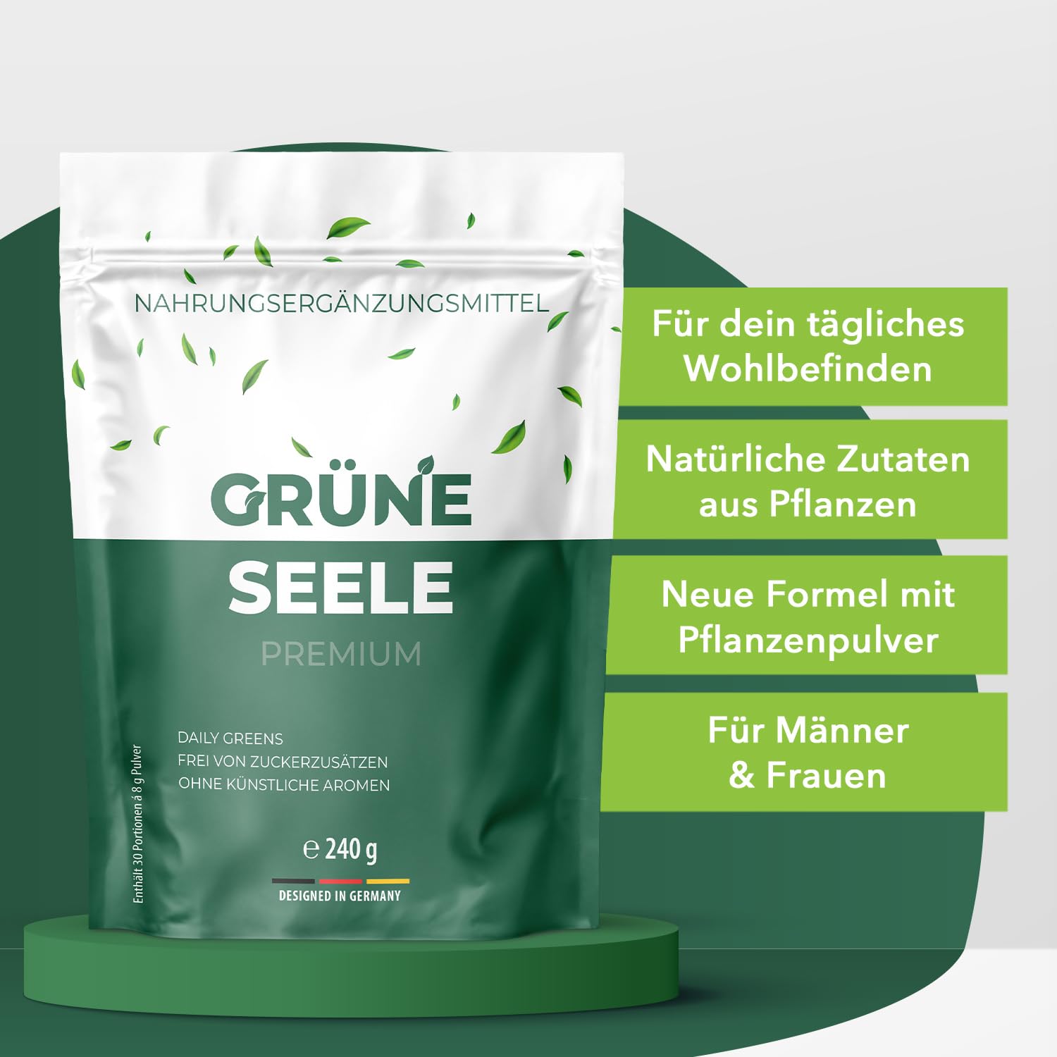 Grüne Seele Premium Pulver | Für Ihree körperliche Balance | Premium Qualität | 240g Inhalt