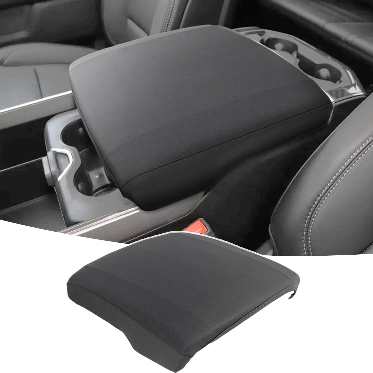PIMCAR Center Console Cover for 2019-2025 2026 Ram 1500 2500 3500 Accessories Nylon Armrest Cover Soft Cozy Protector Interior (Bucket Seat Only)