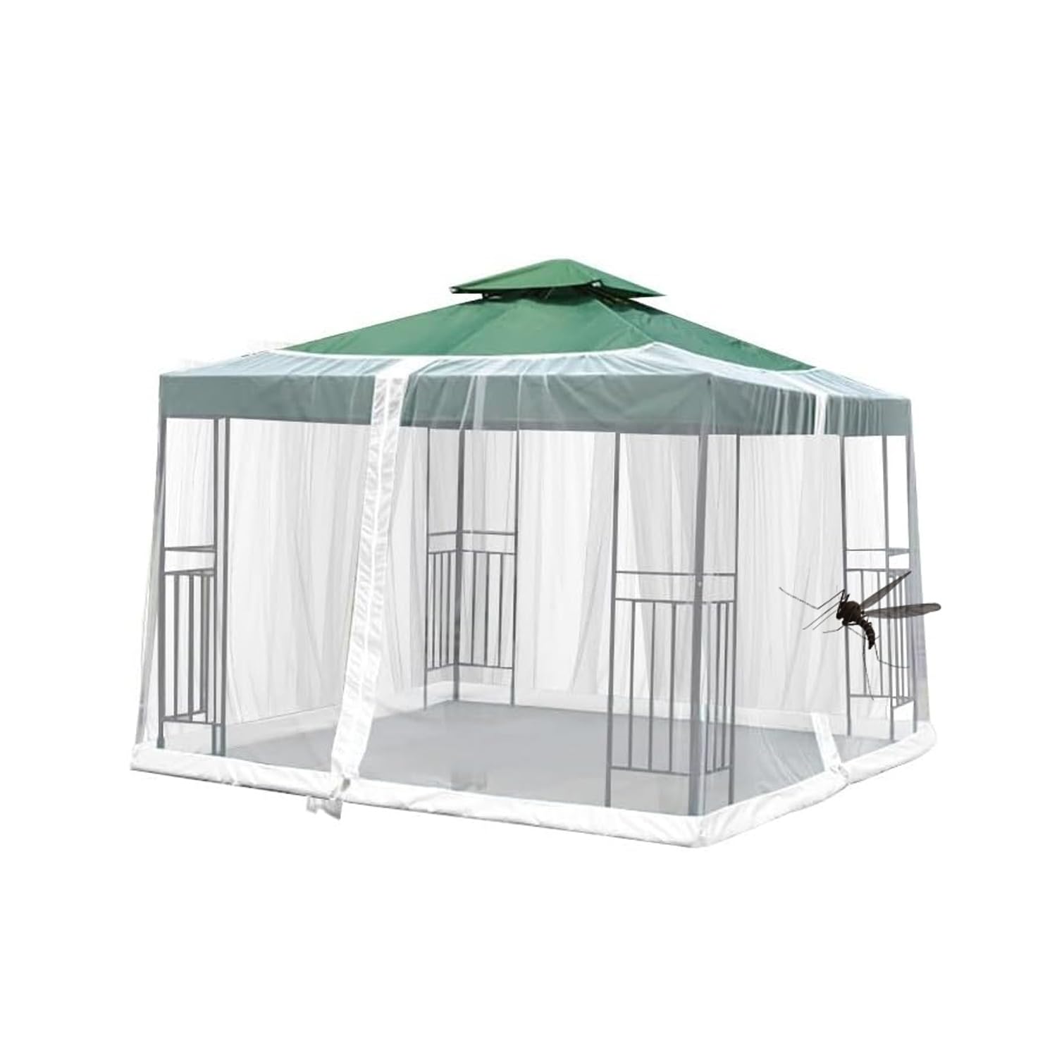 Zanzariera per Ombrellone da Giardino, rete antizanzare per ombrellone, 3 x 3 m Zanzariere per Gazebo Esterno con Cerniera per Protezione Dagli insetti (Bianco)