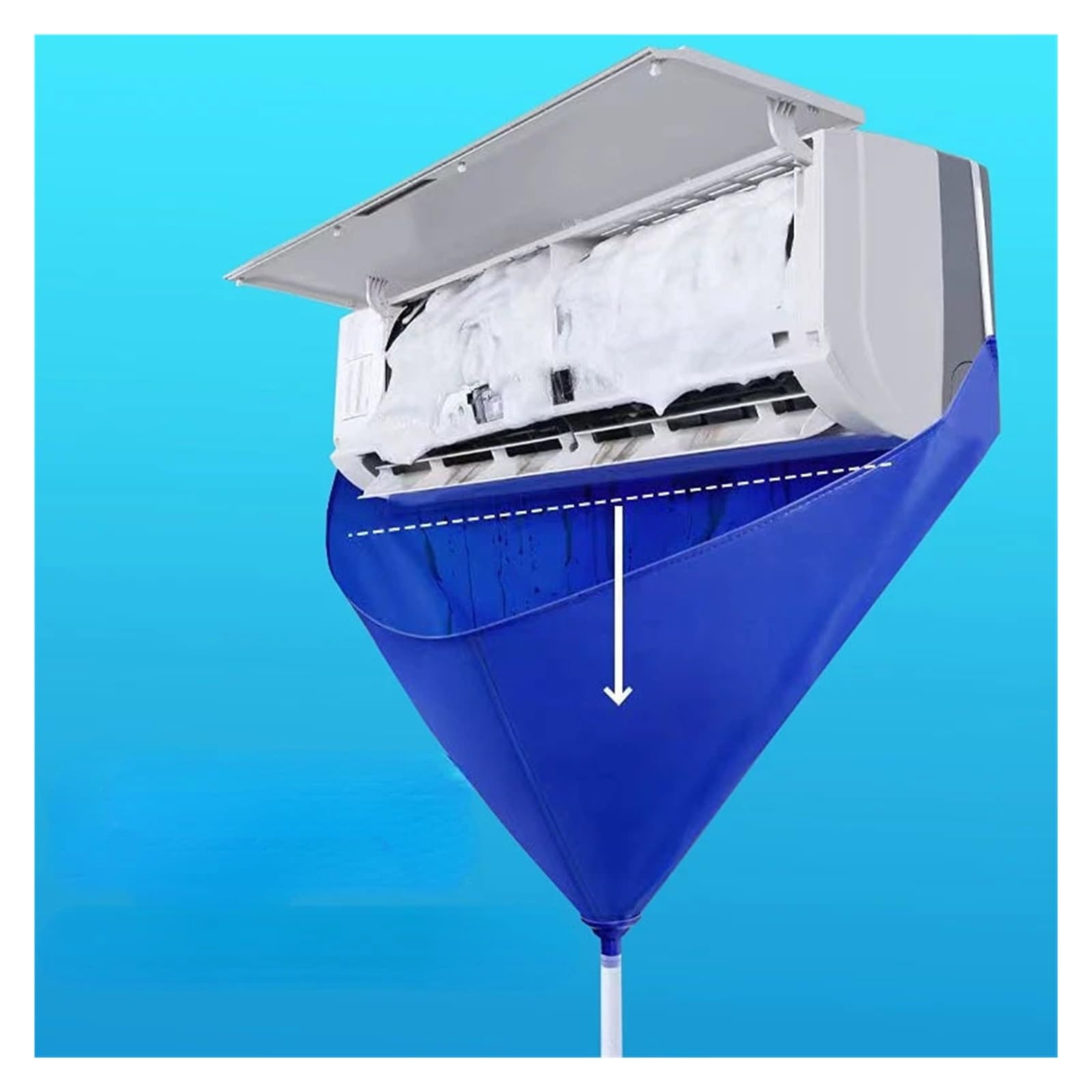 Kit de limpieza de CA, bolsa de limpieza de aire acondicionado con tubo de drenaje, cubierta de limpieza de CA, limpiador de aire acondicionado impermeable, herramientas de aire acondicionado