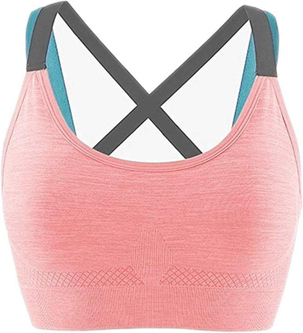 Racerback Sports Bra Padded Seamless High Impact Support Yoga Gym Workout Fitness (pink, XL)