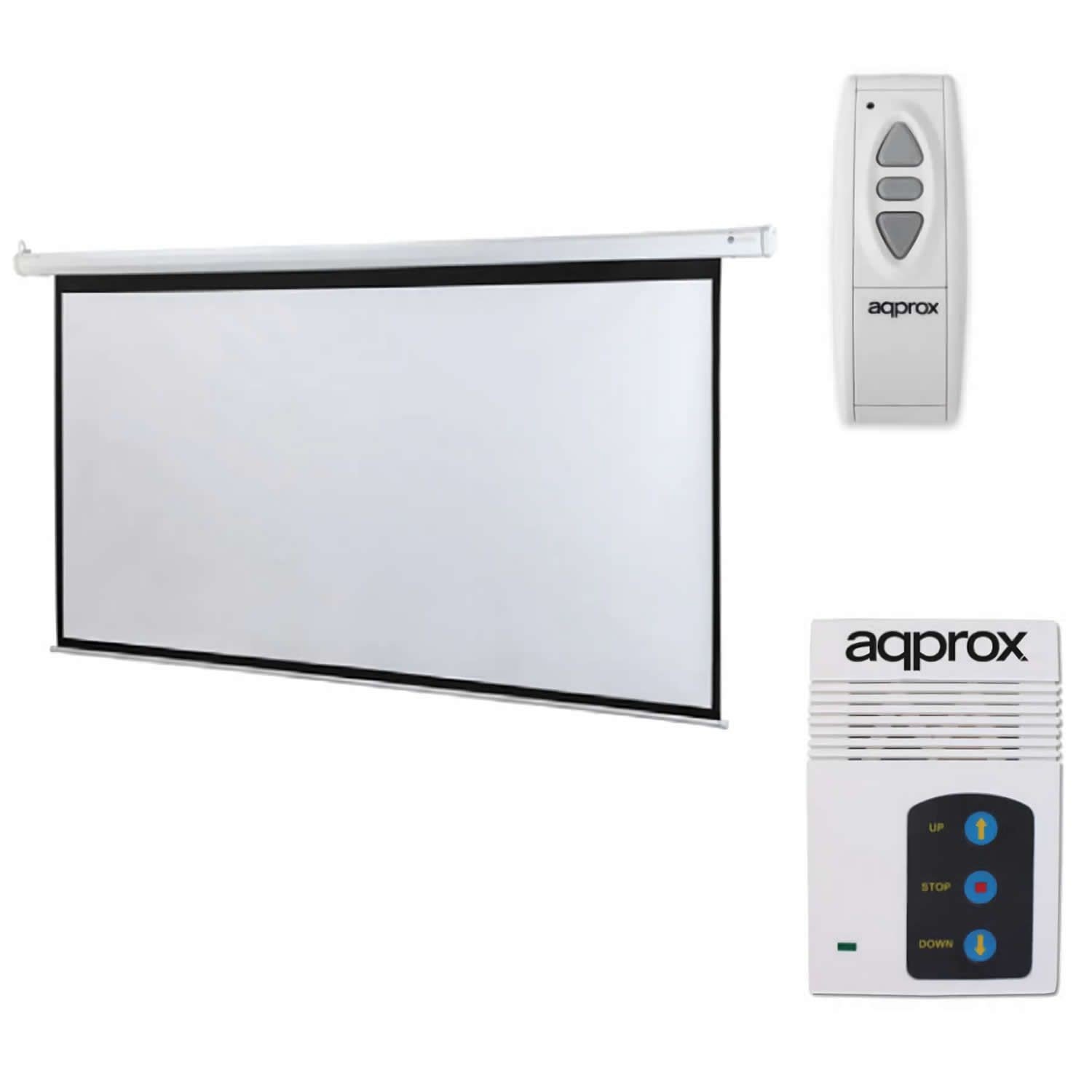 Approx APPP106E Pantalla de proyección Blanco 2,69 m (106") 16:9 - Pantalla para proyector (Motorizado, 2,69 m (106"), 23,4 cm, 13,1 cm, 16:9, Blanco)