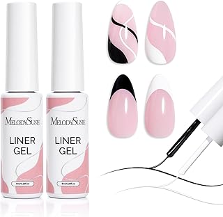 MelodySusie 2Pcs Gel Liner Nail Art Polish,for Line and Patterns of Painting,French Nail Tips,DIY Manicure Pedicure for Home DIY Salon Use 8ML White and Black