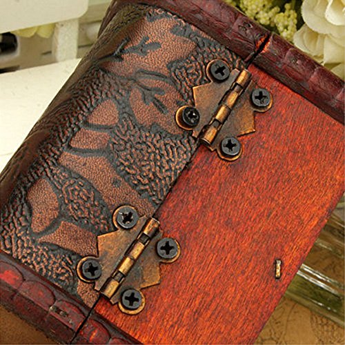 Small Vintage Jewelry Treasure Lock Storage Handmade Wooden Jewelry Case Box Random Color #TOP5