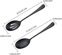 Vista 2 de AOOSY Juego de cucharas de servir de acero inoxidable mate negro de 8.7 pulgadas, cucharas de servir x 1, cucharas ranuradas x 1 Utilidades