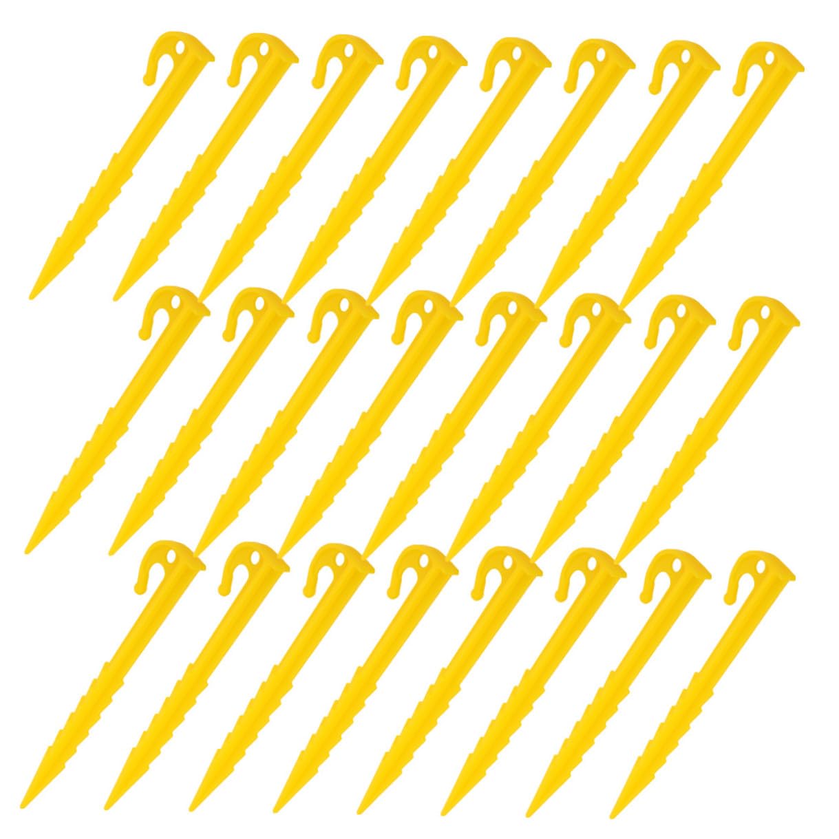 Estacas plásticas de camping GARVALON amarillas de 146 cm para fijación de suelo y toldos exteriores