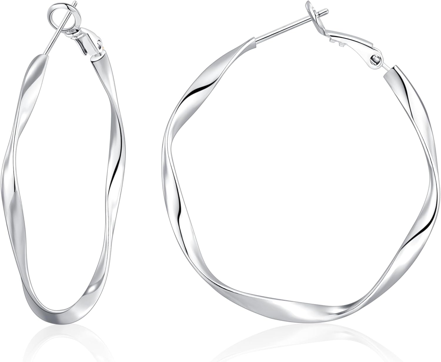OOOPEL Gold Hoops Earrings for Women, Big 925 Sterling Silver Hoop Earrings Lightweight Hypoallergenic Sterling Silver Hoop Earrings for Women 30MM 40MM 50MM 60MM