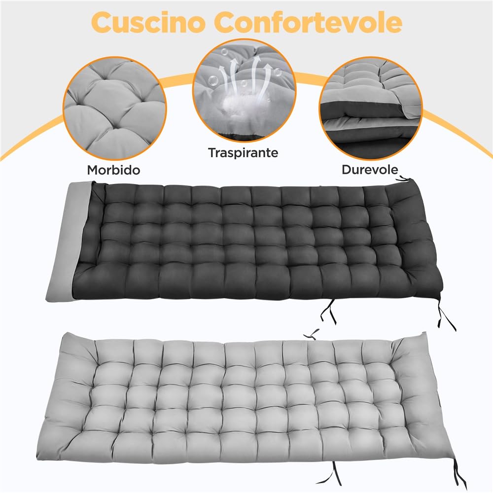 Yaheetech Lettino da Spiaggia Pieghevole Materasso Spesso 5 Regolazioni Tasca Laterale Giardino Campeggio Portata 136 kg 189 5 x 67 x 35 cm Nero