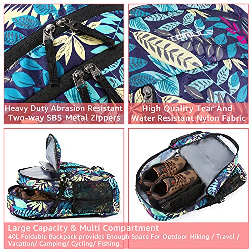 Tomule 40L Camping Hiking Daypacks For 3 Years+, Lightweight Packable Hiking Backpack Travel Backpack For Women Men #TOP6