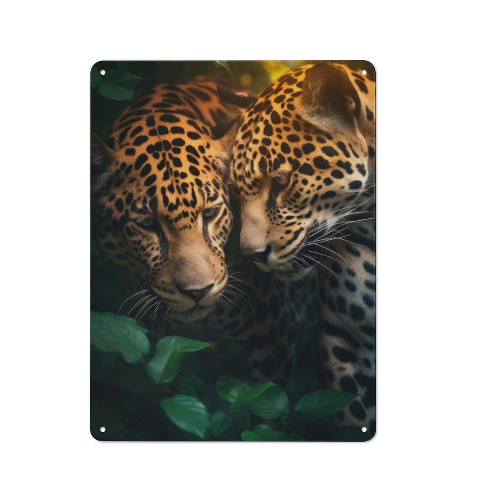 Junmoney Jaguar Love Romance Hug Retro Metal Sign With Design 40X30cm, Retro Old Style Wall Plaque For Kitchen, Hallway, Bar Or Small Cafe
