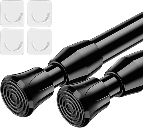 Miniatura 29 de AIZESI Barras de Cortina con Resorte de Tensión Cortas (Negro, 43 a 71 cm - 3 piezas)