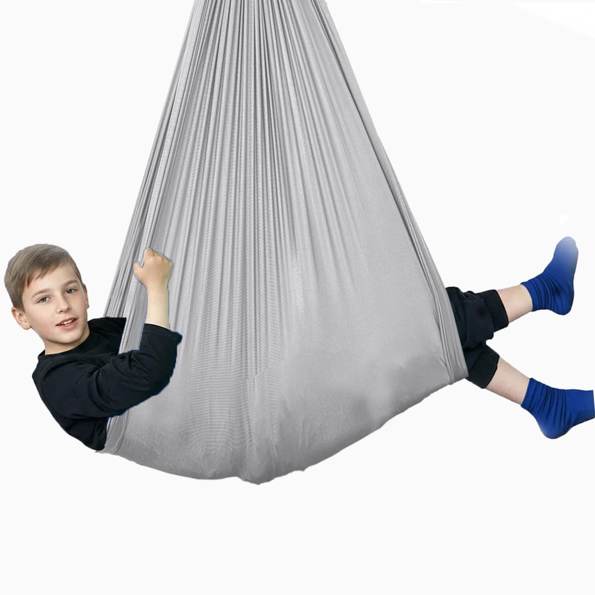 Sensory Swing for Kids &amp; Adults, Therapy Joy Swing for Autism, ADHD, SPD, Snuggle Swing Holds up to 300lbs has a Calming Effect on Children with Sensory Needs (Grey, only Fabric)