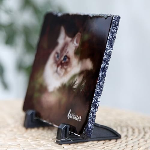 Miniatura 5 de TUQGVR Regalos de fotos personalizados, marco de fotos de pizarra, marcos de fotos personalizados con losa de roca, añade fotos y texto libremente,