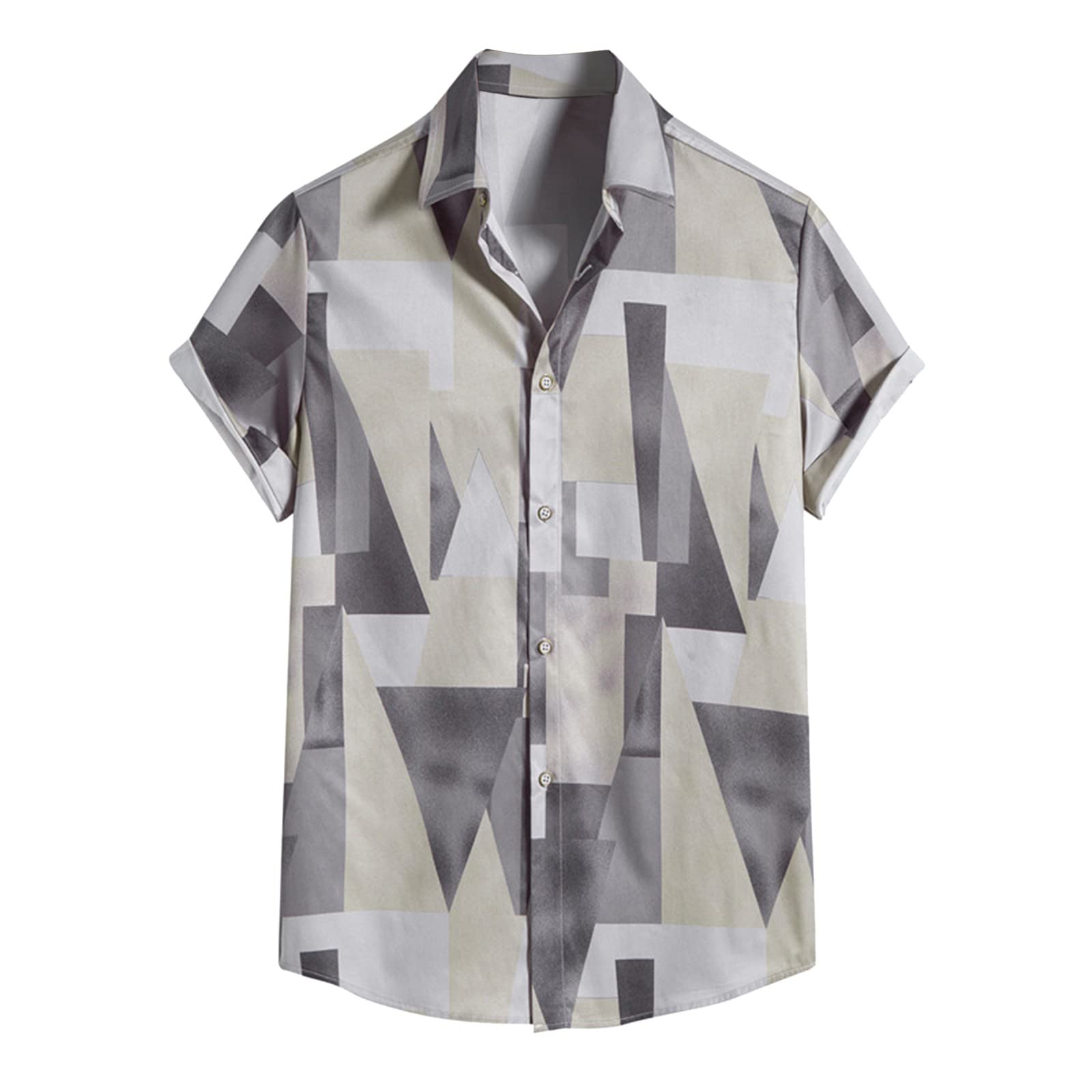 Dinnesis Camisa larga para hombre, ligera, de trabajo, mezcla de algodón, manga corta, a rayas, para el tiempo libre, verano, aspecto de lino, con solapas, camisa de playa, camisa suelta, camisa de vacaciones