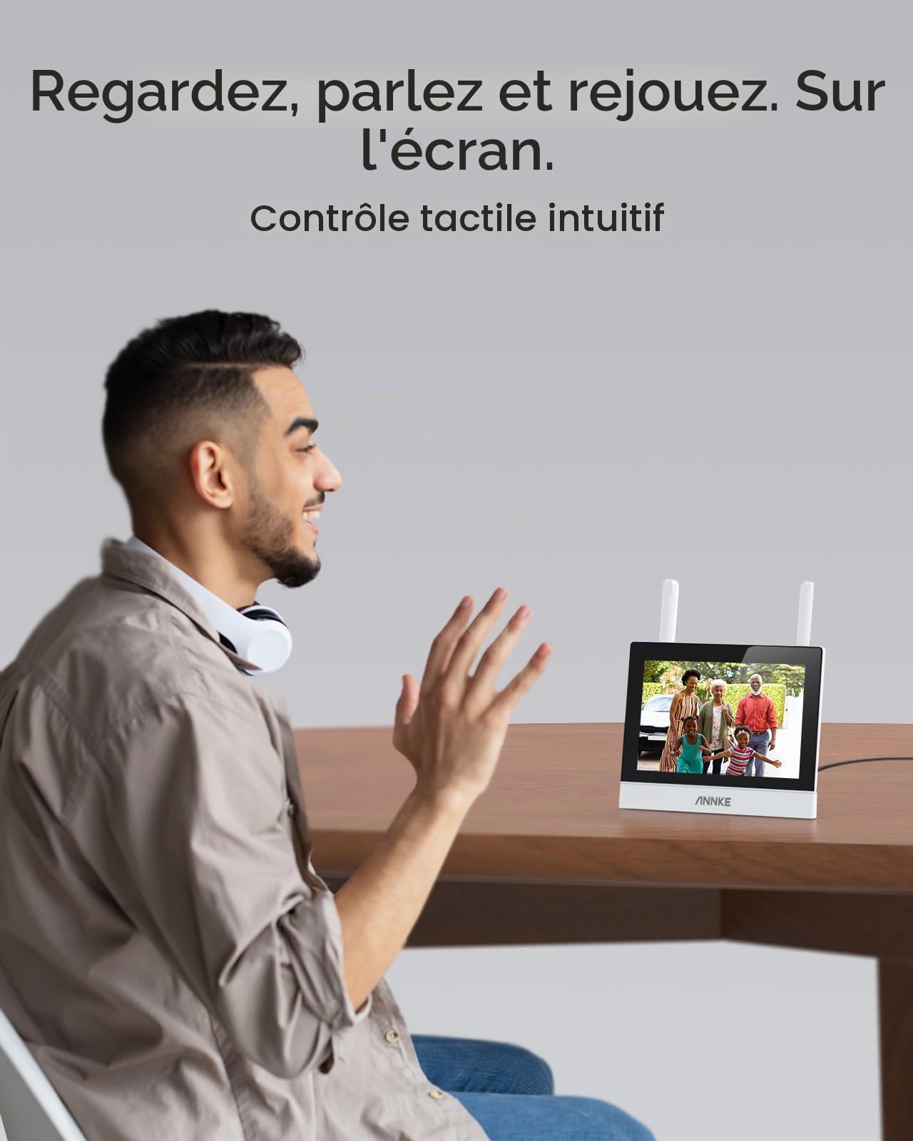 ANNKE Kit Surveillance sans Fil 3MP avec Écran LCD 7", 4CH 5MP WiFi NVR avec écran Tactile IPS et 2 Caméras IP Extérieures 3MP, Vision Nocturne 100ft,Audio Bidirectionnel, IP66,Blanc (Blanc)