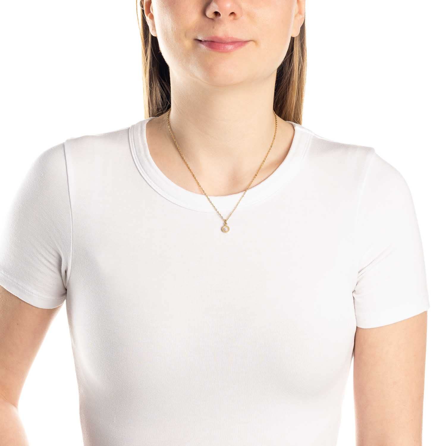 JEWELS BY LEONARDO Halskette Isa • feine Anker-Kette aus goldfarbenem Edelstahl • Anhänger mit pinkem Glas-Stein • 42-47 cm Länge • Schmuck Geschenk Damen • 022876
