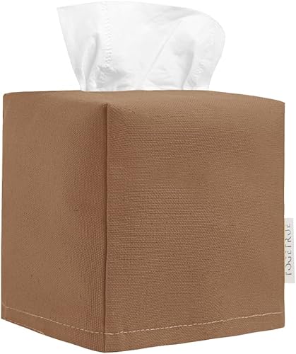 Funda para caja de pañuelos, soporte para pañuelos de tela reutilizable, soportes cuadrados de lona decorativos para encimera de baño, tocador