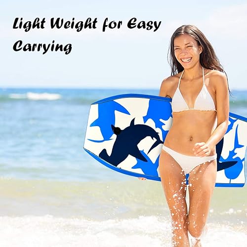 Vista 66 de GYMAX Tablas de cuerpo para playa, 33/37/41 pulgadas con núcleo de espuma EPS, cola creciente, doble canal y correa de muñeca, bodyboard ligero