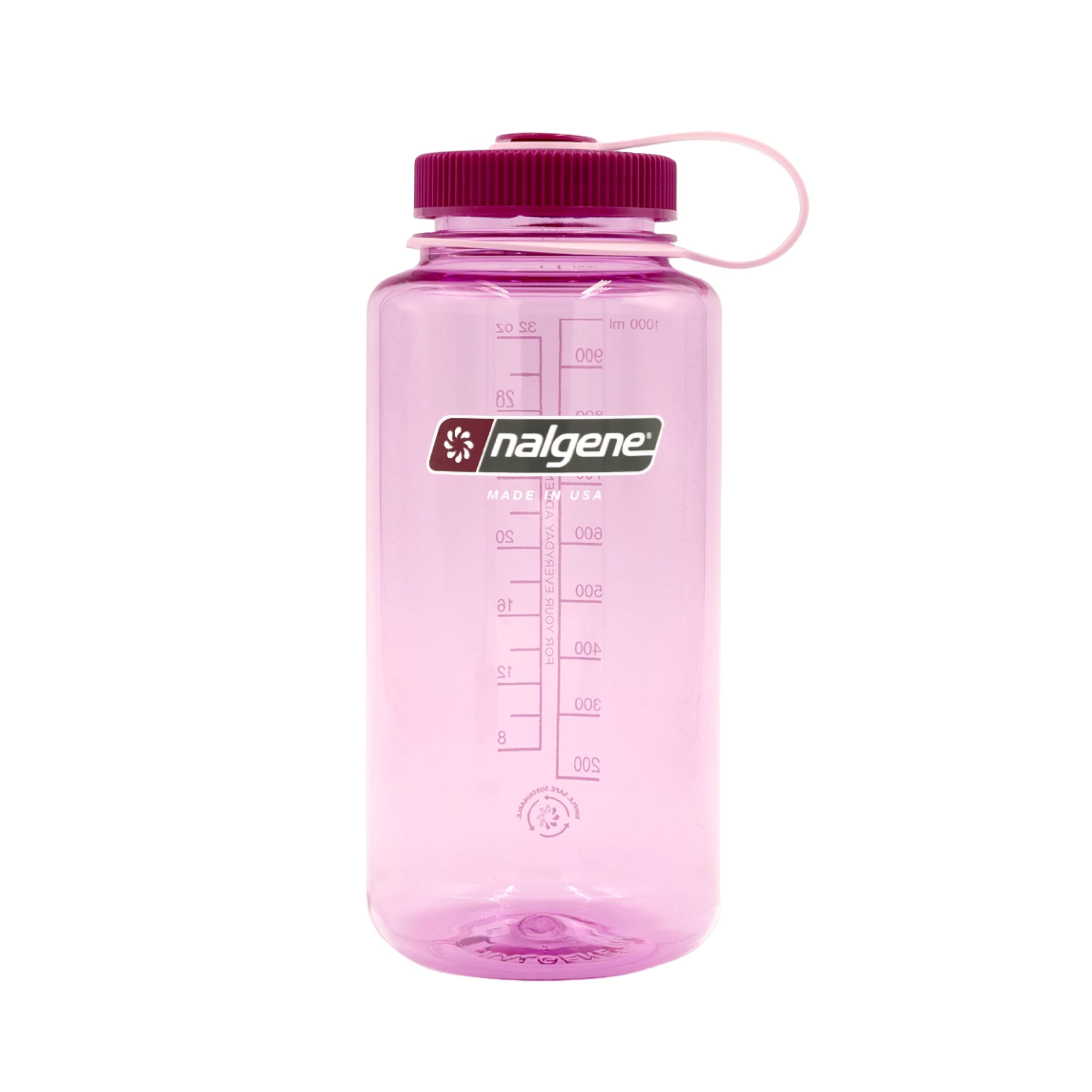 Nalgene Sustain Tritan BPA-Free Water Bottle Made with Material Derived from 50% Plastic Waste, 32 OZ, Wide Mouth, Cosmo